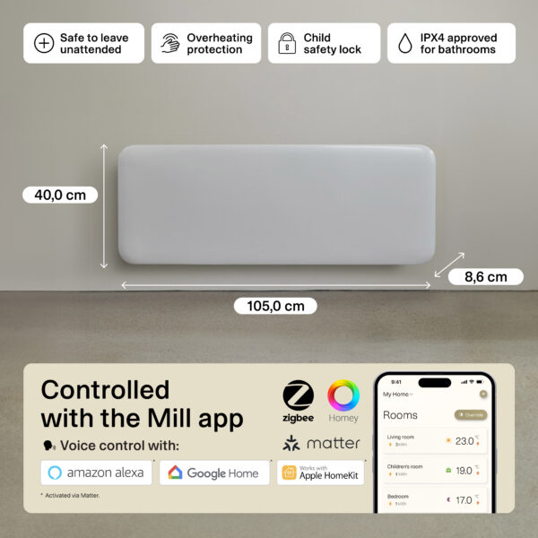 Mill Invisible Smart WiFi Panel Heater 1300W Gen. 4 - Image 2